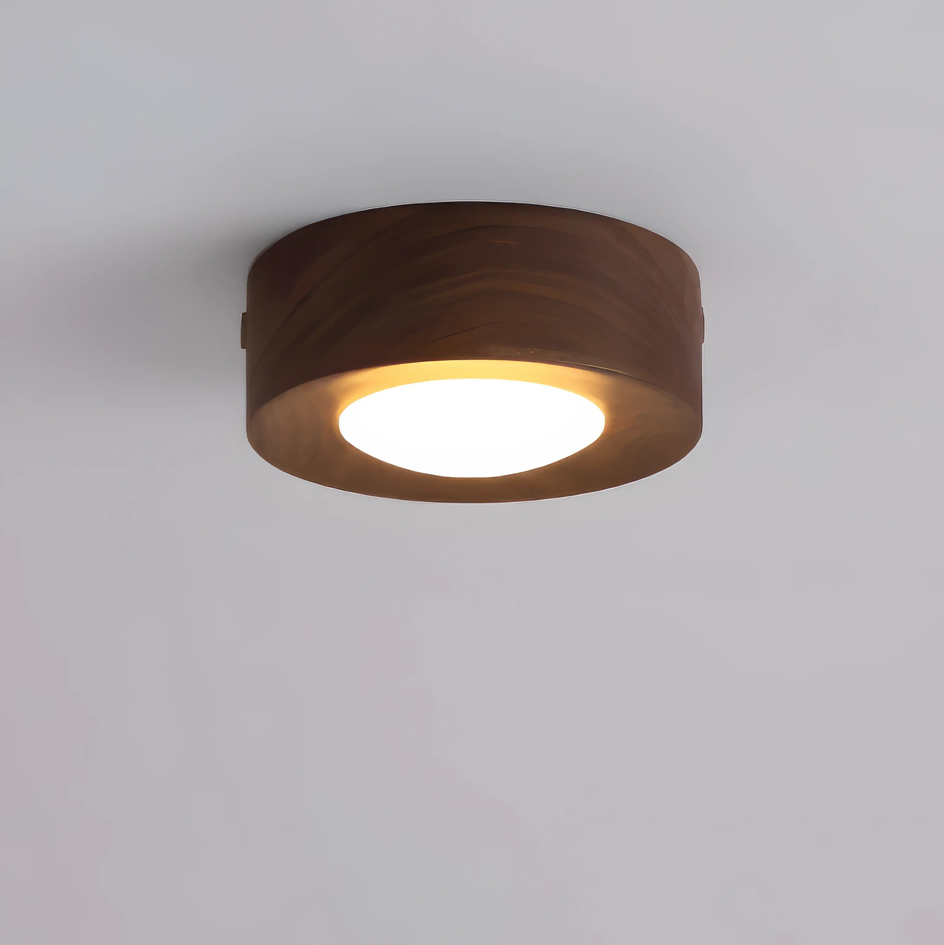 Minimalist Walnut Wooden Flush Mount Ceiling Light Fixture – Dimmable Downlight for Modern Decor 7